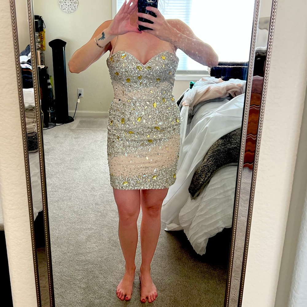 NWOT Customized Bejeweled Couture Dress - Fits like an XS